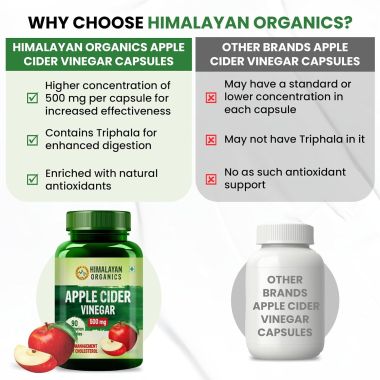 Vlado's Himalayan Organics: Apple Cider Vinegar Supplement for Body Detoxification & Supports Digestive Health - 90 Veg Capsules