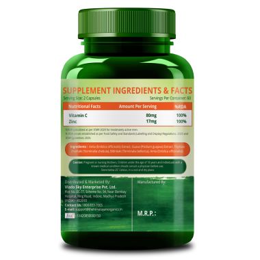 Vlado's Himalayan Organics: Plant Based Vitamin C with Zinc - 120 Veg Capsules