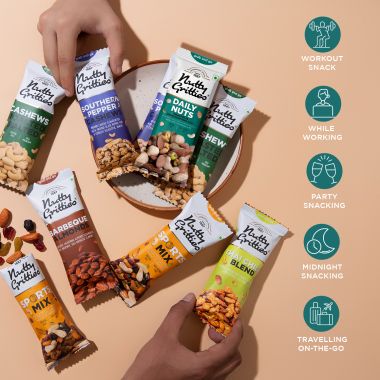 Nutty Gritties: Daily Nuts Roasted in Himalayan Pink Salt (Pack of 6 x 35g each) -210g