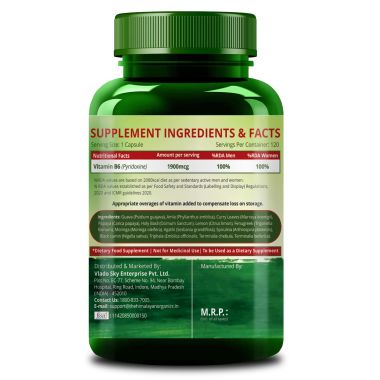 Vlado's Himalayan Organics: Plant-Based Vitamin B6 | Supports Immunity, Brain Health (120 Capsules)