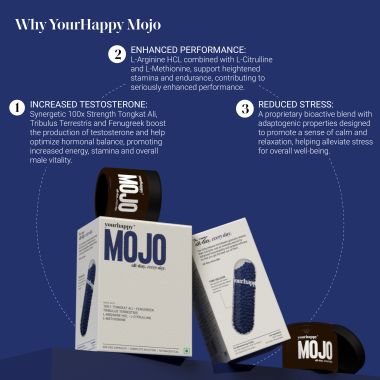 YourHappyLife: MOJO Testo Boost Supplement for Men with Tongkat Ali, L-Arginine & Tribulus- 30 Capsules.