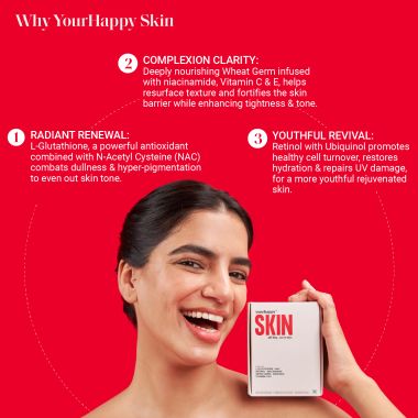 YourHappyLife: Skin Capsules with Activated L- Glutathione, NAC, Niacinamide & Retinol for Smooth, Radiant & Clear Complexion- 60 Capsules.