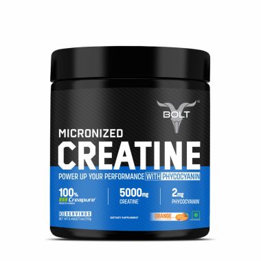 Bolt Nutrition: Micronised Creatine With Creapure Powder From Germany (Orange Tangy, 210G)