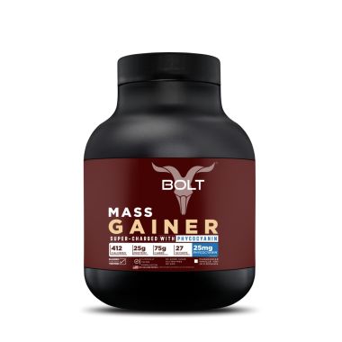 Bolt Nutrition: Mass Gainer | Weight Gainer | Supercharge with Phycocyanin | 25g Protein, 75g Carbs & 412 Calories For Muscle Gainer & Weight Gain Objectives | 2LB/907g (9 Servings) | Madagascar Vanilla