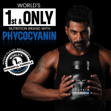 Bolt Nutrition: Nutrition 100% Whey Protein Powder | With Superfood PHYCOCYANIN |2LB/907gm (27 Servings) | Madagascar Vanilla