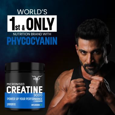 Bolt Nutrition: Micronised Creatine Monohydrate 3000 | Boosts Athletic Performance |100 gm , 33 serving | Unflavored
