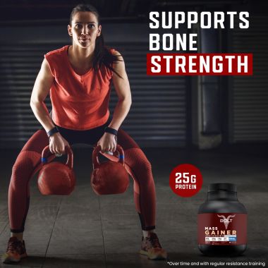 Bolt Nutrition: Mass Gainer | Weight Gainer | Supercharge with Phycocyanin | 25g Protein, 75g Carbs & 412 Calories For Muscle Gainer & Weight Gain Objectives | 2LB/907g (9 Servings) | Madagascar Vanilla