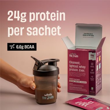 The Whole Truth: Whey Protein Isolate+Concentrate  Light Cocoa 210g (Pack of 6)  24g Protein/Sachet 6.6g BCAA  100% Authentic & No Adulteration  Clean, Light & Easy to Digest  Sample & Travel Pack