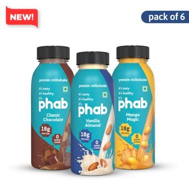 Phab: Protein Milkshake Variety Pack 6 x 200ml (Classic Chocolate, Vanilla Almond & Mango Magic)
