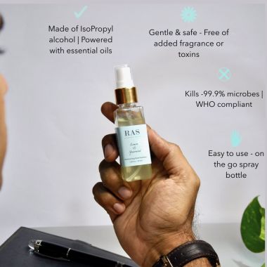 RAS Luxury Oils: Lemon & Spearmint Moisturising Hand Sanitiser Spray - 50ml