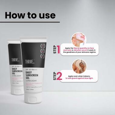 Thriveco: Daily Sunscreen Gel - Ultra-Light - Mineral Based SPF 50 PA+++ - 50 ml