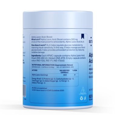 SETU: Alpha Lipoic Acid 300 mg - 60 Veg Tablets (Pack of 2) | Max Absorption, Boost Liver Function, Healthy Blood Sugar, Boost Energy Level, Pure & Potent Antioxidant