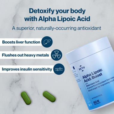 SETU: Alpha Lipoic Acid 300 mg - 60 Veg Tablets (Pack of 2) | Max Absorption, Boost Liver Function, Healthy Blood Sugar, Boost Energy Level, Pure & Potent Antioxidant