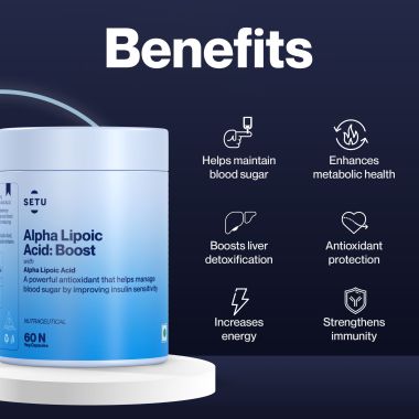 SETU: Alpha Lipoic Acid 300 mg - 60 Veg Tablets (Pack of 2) | Max Absorption, Boost Liver Function, Healthy Blood Sugar, Boost Energy Level, Pure & Potent Antioxidant