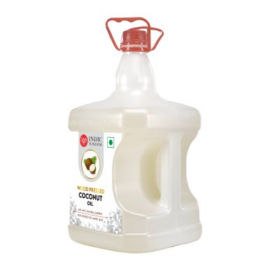 Indic Wisdom: Wood Pressed Virgin Coconut Oil 5 Liter (Cold Pressed Coconut Oil - Extracted on Wooden Churner)