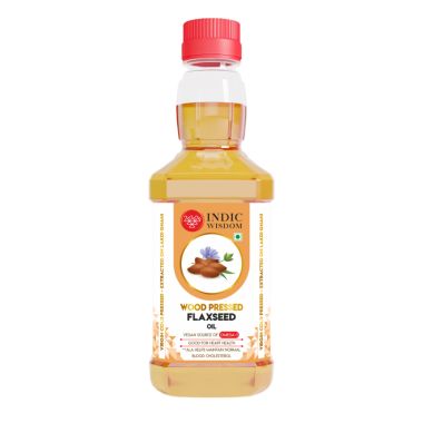 Indic Wisdom: Wood Pressed Flaxseed Oil 200 ml (Cold Pressed Flaxseed Oil - Extracted on Wooden Churner)