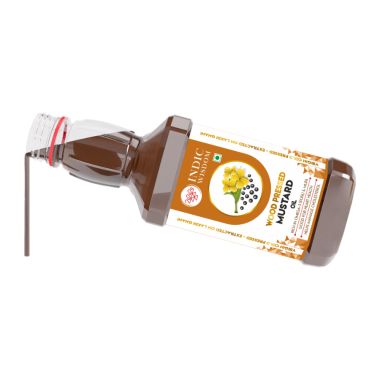 Indic Wisdom: Wood Pressed Mustard Oil 200 ml (Cold Pressed Mustard Oil - Extracted on Wooden Churner)