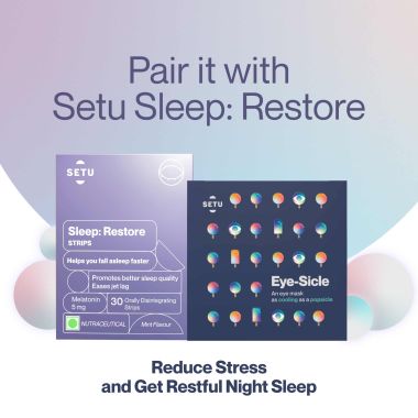 SETU: Eye Mask (Color - Black) - Pack of 1 | Super soft Adjustable Sleep Mask and Blind Fold | (Use with melatonin) For Sleeping, Travelling, Relaxation, Blind Fold