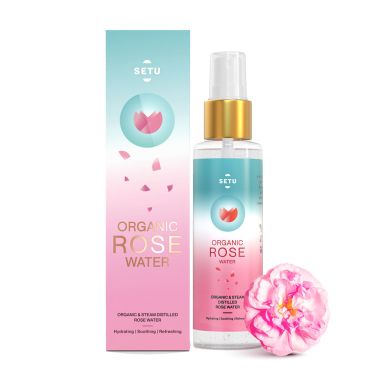 SETU: Organic Rose Water/Gulab Jal Spray -100 ML(Pack of 1) |Premium Face Mist, Toner for Brighter and Hydrated Skin |Oil-Control & Makeup remover| Zero alcochol, Paraben free and No artificial flavor