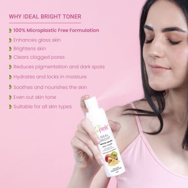 La Pink: Ideal Bright Face Toner | 100% Microplastic Free Formula | For Glass like Brightened skin, Alcohol Free For All Skin Types | 100ml