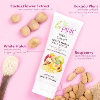 La Pink: Ideal Bright Face Scrub | 100% Microplastic Free Formula | For Glass like Brightened skin, Evens Skin Tone for All Skin Types | 100g
