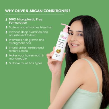 La Pink: Olive & Argan Conditioner for Smooth and Frizz-Free Hair | 100% Microplastic Free Formula | Suitable for All Hair Types | 250ml