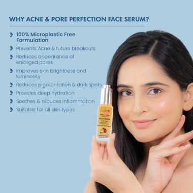 La Pink: Acne & Pore Perfection Face Serum with White Haldi for Acne Reduction & Even Skin Tone | 100% Microplastic Free Formula | Suitable for All Skin Types | 30ml