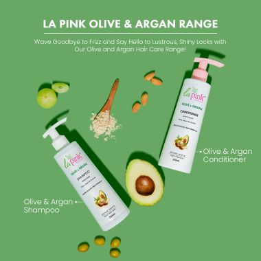 La Pink: Olive & Argan Conditioner for Smooth and Frizz-Free Hair | 100% Microplastic Free Formula | Suitable for All Hair Types | 250ml