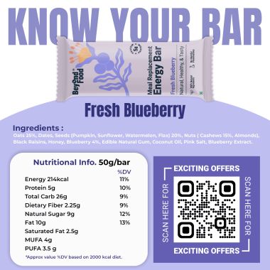 Beyond Food: Meal Replacement Energy Bar - Fresh Blueberry (Pack of 6)