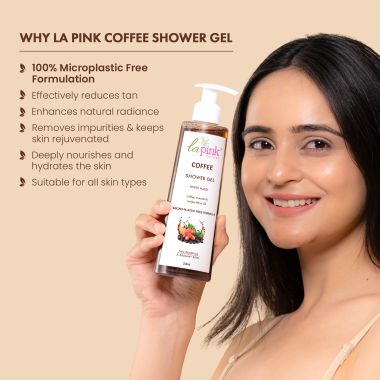 La Pink: Coffee Shower Gel with White Haldi for Tan Removal and Radiant Skin | 100% Microplastic Free Formulation | Suitable for All Skin Types | 250 ML