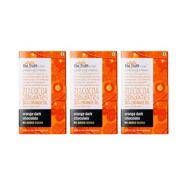 The Whole Truth: Orange Dark Chocolate - (Pack of 3) - No Added Sugar - Sweetened Only with dates - 71% Cocoa - 29% Dates with a dash of Orange Oil