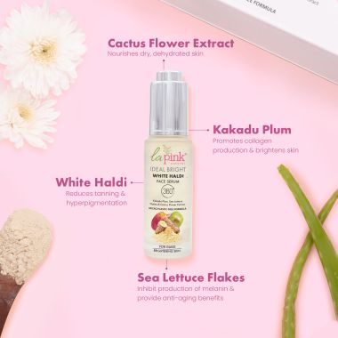 La Pink: Ideal Bright Face Serum | 100% Microplastic Free Formula | For Glass like Brightened skin, Evens Skin Tone for All Skin Types | 40+10ml Extra