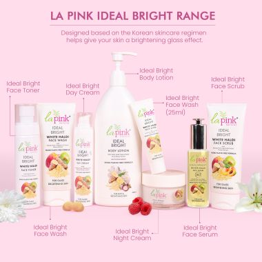La Pink: Ideal Bright Face Serum | 100% Microplastic Free Formula | For Glass like Brightened skin, Evens Skin Tone for All Skin Types | 40+10ml Extra