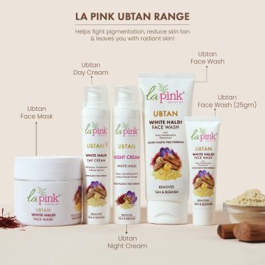 La Pink: Ubtan White Haldi Night Cream with 100% Microplastic Free Formula for Blemish, Pigmentation, Dark Spot & Tan Removal | All Skin Type | 50g