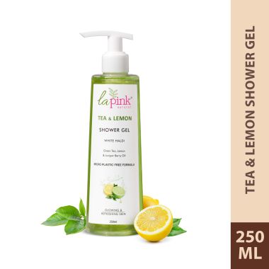 La Pink: Tea & Lemon Shower Gel with White Haldi for Glowing & Refreshing...