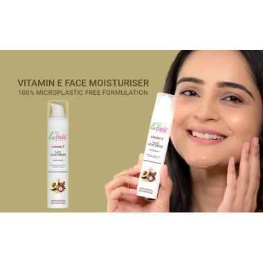 La Pink: Vitamin E Face Moisturiser with White Haldi for Glow & Moisturization | 100% Microplastic Free Formulation | Suitable for All Skin Types | 50 gm