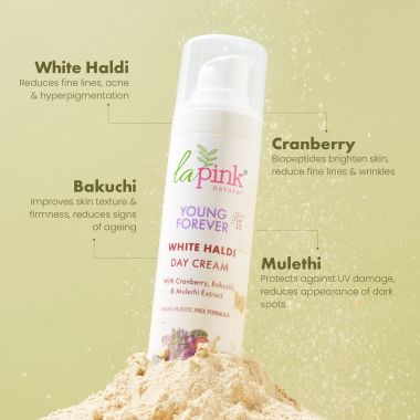 La Pink: Young Forever Day Cream with 100% Microplastic Free Formula, Reduces Fine Lines, Pigmentation, Dark Spots & Scars For All Skin Types | 50g