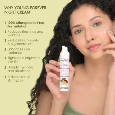 La Pink: Young Forever Night Cream with 100% Microplastic Free Formula , Reduces Fine Lines, Pigmentation, Dark Spots & Scars For All Skin Types | 50g