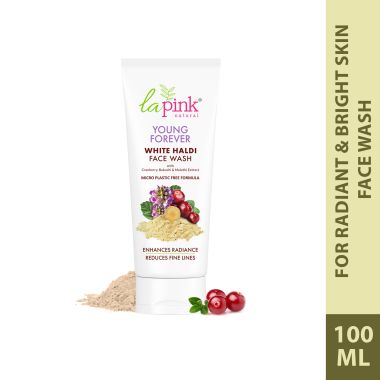 La Pink: Young Forever Face Wash | 100% Microplastic Free Formula | Age Defying, Reduces Fine Lines, Pigmentation, Dark Spots & Scars | White Haldi | For Younger Radiant Skin | All Skin Types | 100ml