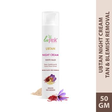 La Pink: Ubtan White Haldi Night Cream with 100% Microplastic Free Formula for Blemish, Pigmentation, Dark Spot & Tan Removal | All Skin Type | 50g