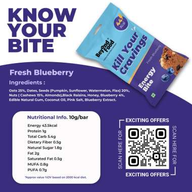 Beyond Food: Energy Bites - Fresh Blueberry (Pack of 25)