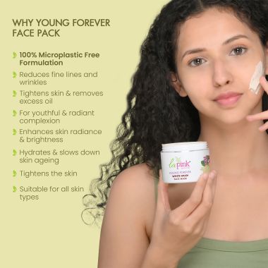 La Pink: Young Forever Face Pack with 100% Microplastic Free Formula , Reduces Fine Lines, Pigmentation, Dark Spots & Scars For All Skin Types | 100gm