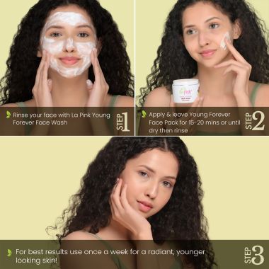 La Pink: Young Forever Face Pack with 100% Microplastic Free Formula , Reduces Fine Lines, Pigmentation, Dark Spots & Scars For All Skin Types | 100gm