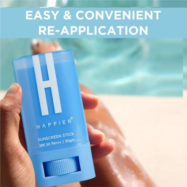 Happier: Sunscreen Stick SPF 50+ PA+++ - Sun Protection Stick for All-Day Against Harmful UVA/UVB Rays - 20gm