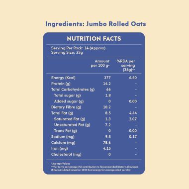 Nourish You: Organic Jumbo Rolled Oats | 1kg Jar
