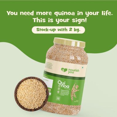 Nourish You: Organic Raw White Quinoa Grains | 2kg Jar
