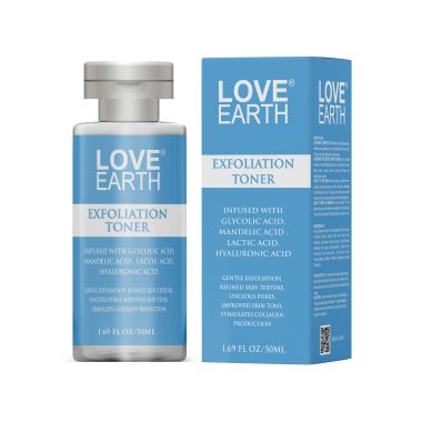 Love Earth: Exfoliation Toner Infused with Glycolic Acid, Mandelic Acid, Lactic Acid, Hyaluronic Acid | 50ml