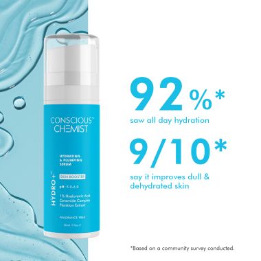 Conscious Chemist: 1% Hyaluronic Acid Serum for Dry Skin with Ceramides & Plankton extract Treats Dull & Dehydrated Skin - 30ml