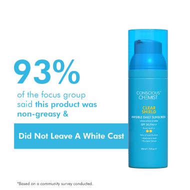Conscious Chemist: Clear Shield Transparent Mattifying Sunscreen SPF30 PA++ UVA/UVB With Hyaluronic Acid (50g)