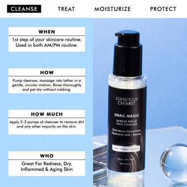 Conscious Chemist: Snail Magic Barrier Repair Gel Face Cleanser with Korean Snail Mucin Concentrate (100ml)